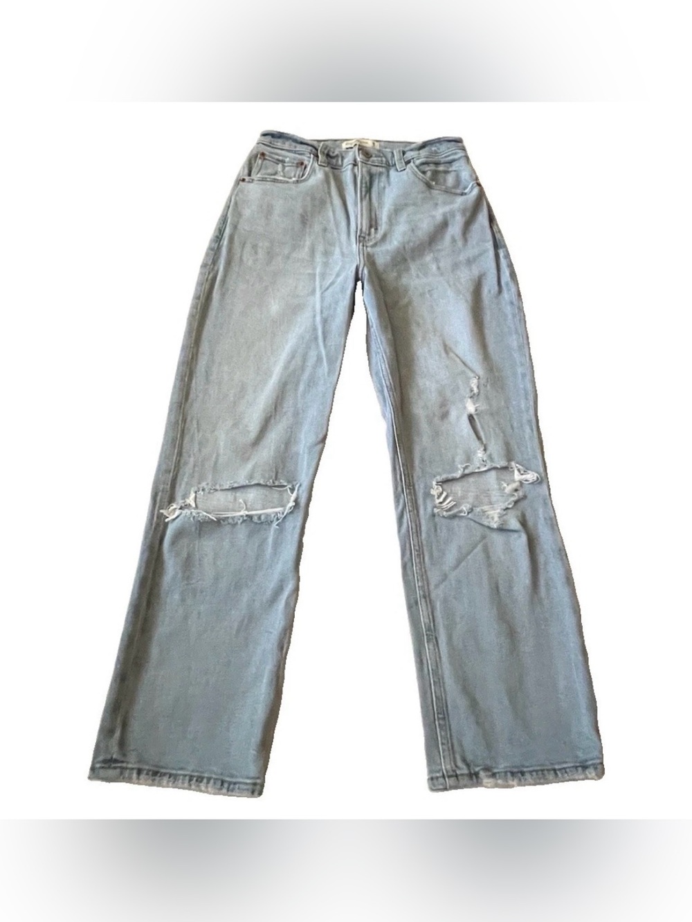 Abercrombie The Ankle Straight Ultra High Rise Curve Love Crop Blue Jeans 28/6